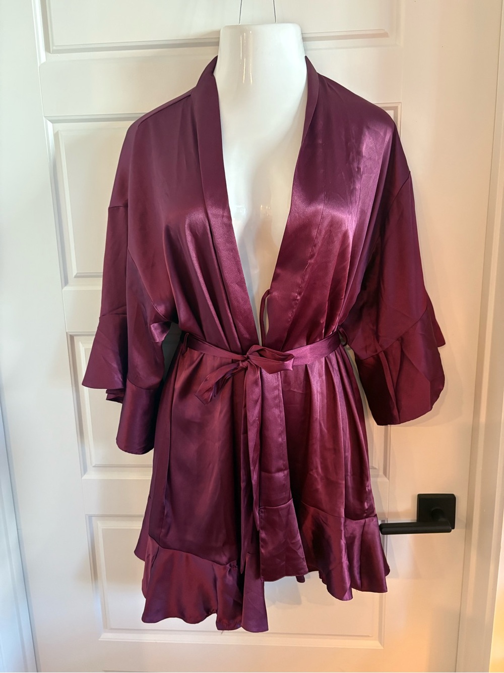 Victoria's Secret Satin Robe with Ruffle Hem